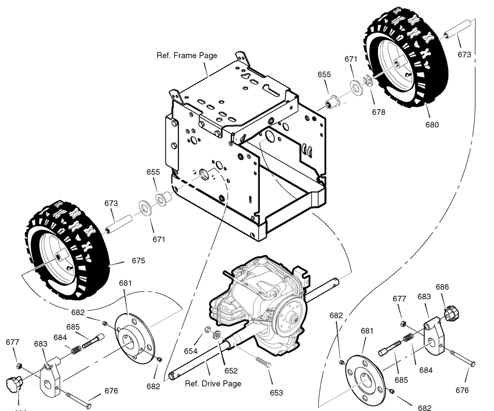 Wheels Diagram and Parts List for 627859X43B 2004 Briggs and Stratton Snow Blower
